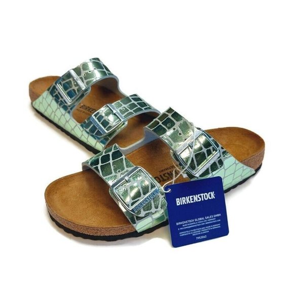 Birkenstock Arizona BS Sandals Womens Size 8-8.5 NARROW Gator Gleam Mineral - Picture 5 of 9